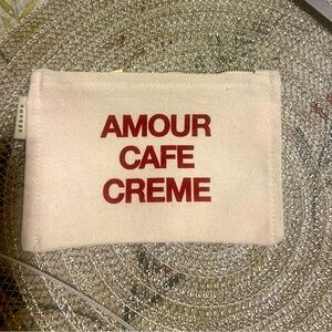 Sézane Cream Pouch with Red Text